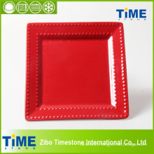 Ceramic Red Rose Color Glazed Plate (4082902)